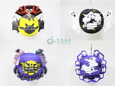 Lồng đèn Halloween giấy ma hoạt hình viền tròn HLW-LDG-02